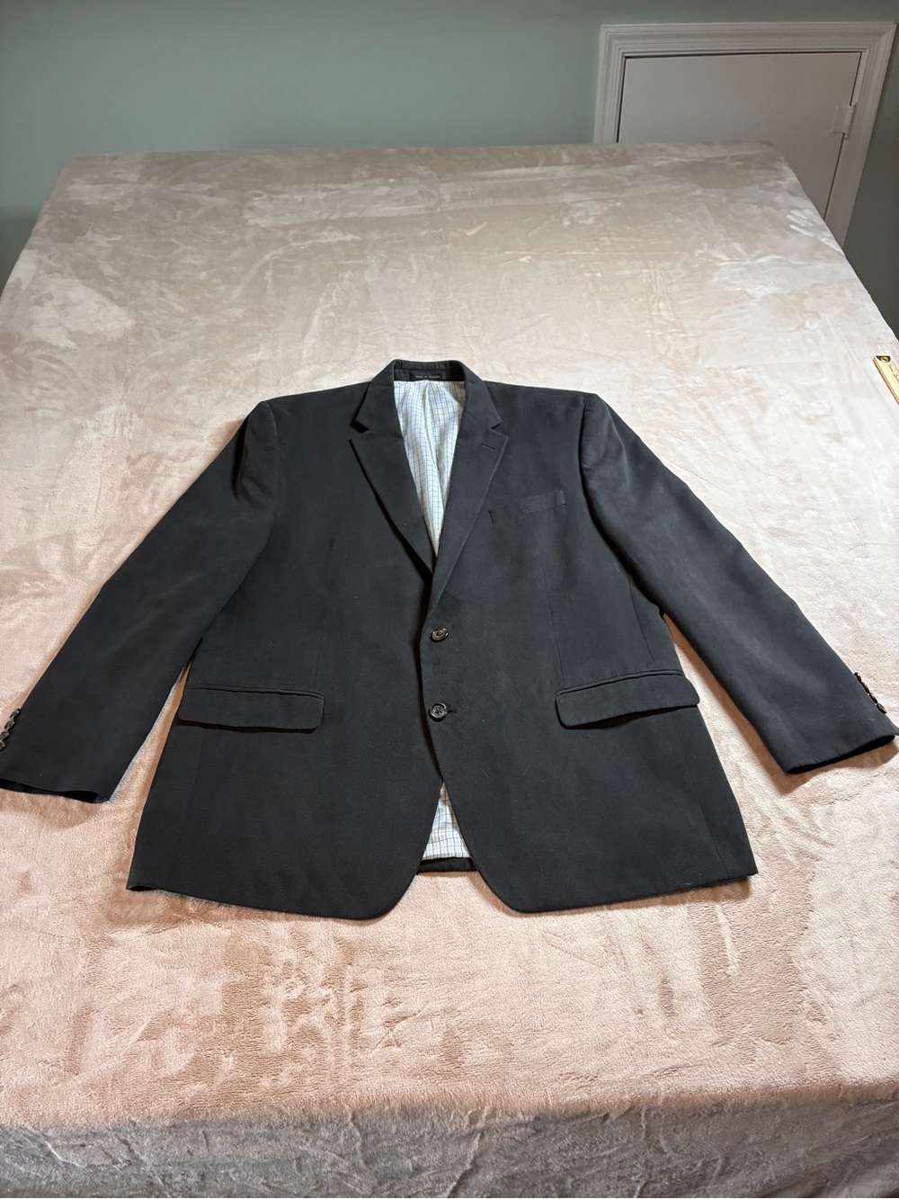 Lauren Ralph Lauren Charcol Black Blazer Sport Coat Tattersall Lining Men’s 46R